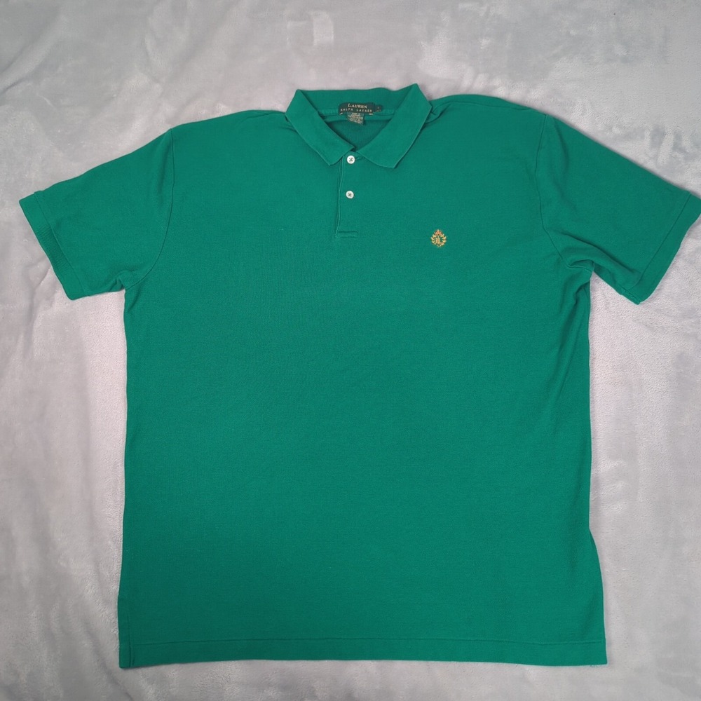 Lauren Ralph Lauren Polo Mens Large Green Short Sleeve Casual USA Made VTG